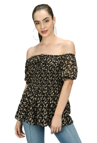 Women's Polyester Floral Printed Half Sleeve Casual Top (Multicolor)-image-28