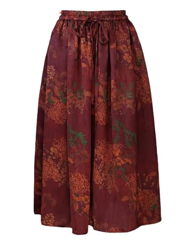 HangErFeng Women Silk Fragrant Cloud Yarn Print Skirt 133