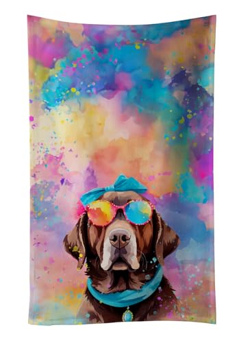 Caroline's Treasures DAC2525KTWL Chocolate Labrador Hippie Dawg Kitchen Towel Dish Cloths Guest Hand Towel Decorative Bathroom Towel for Face,Tea, Dishcloth, Kitchen and Bath