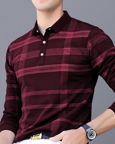 Image of Noble Monk Men's Polo Neck Full Sleeves T-Shirt | Causal Tshirt for Men
