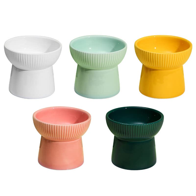 Image of PETANGEL Ceramic Cat Food Or Water Bowl, Raised Cat Feeder Dishes with Stand, Elevated Pet Food Bowl for Cats & Small Dogs,Stress Free Backflow Prevention, Anti Vomiting & Reduce Neck Burden (White)