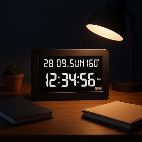 Image of Ajanta Digital Electric Table Clock with Temperature, Date & Day | Sleek Slim Black Design | USB Type C Wall Clock| 12 /24H Format & Snooze (White)