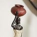 Deco 79 Polystone Woman Decorative Sculpture Standing African Home Decor Statues with Red Water Pots and Black Base, set of 2 Accent Figurines 4