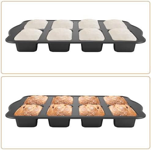 Mini Loaf Pan 8 Cavity, 3 Pack Mini Loaf Baking Pans Non-Stick, Carbon Steel Mini Loaf Pans for Baking Bread, Mini Bread Loaf Baking Pan Brownie Pan for Baking Oven - Thumbnail 3