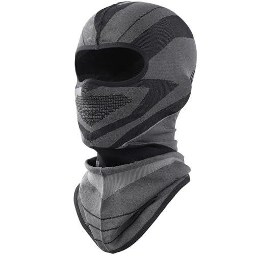 WTACTFUL Sturmhaube Motorrad Sommer Atmungsaktiv Vollgesichtsmaske Motorrad Maske für Herren Damen Winter Fahrrad Snowboarden Verlängern Schwarz