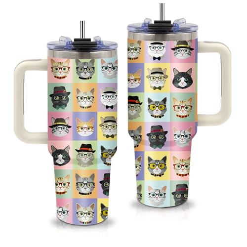 xiiai Cat Lover Gifts - Funny Cat Tumbler 40oz with