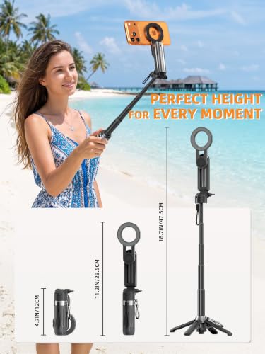 4-in-1 Mini Magnetic Selfie Stick with Remote for Cell Phone - image 4