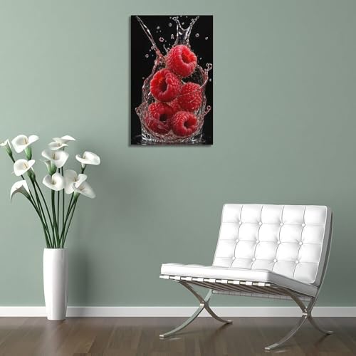 Poster mural de framboises pour colorer un mur blanc vide