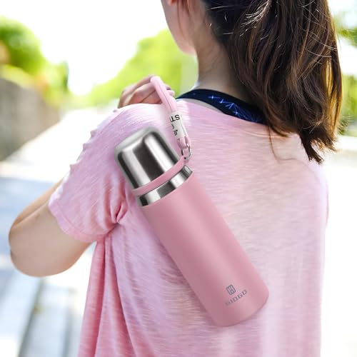 Botella termo de acero inoxidable con vaso 700ml botella aislante al vacío para café y agua caliente y fría (Rosa, 700ml) miniatura 6
