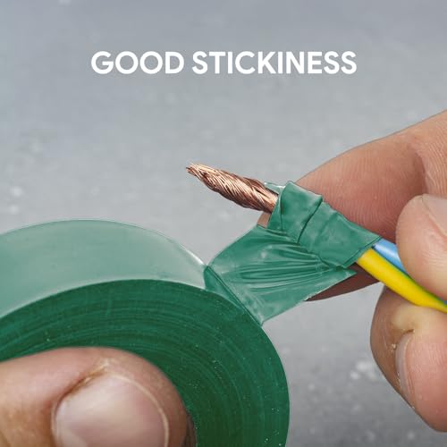 Image of Green Electrical Tape - V-0 Flame Retardant, 600V, 66ft, UL Listed (Green) | Green PVC tape,UL V-0,600V,3 /4x66ft,-15 /105C,waterproof,UV-resist,hand-tear,auto /elec /HVAC,outdoor,ground ID,color code