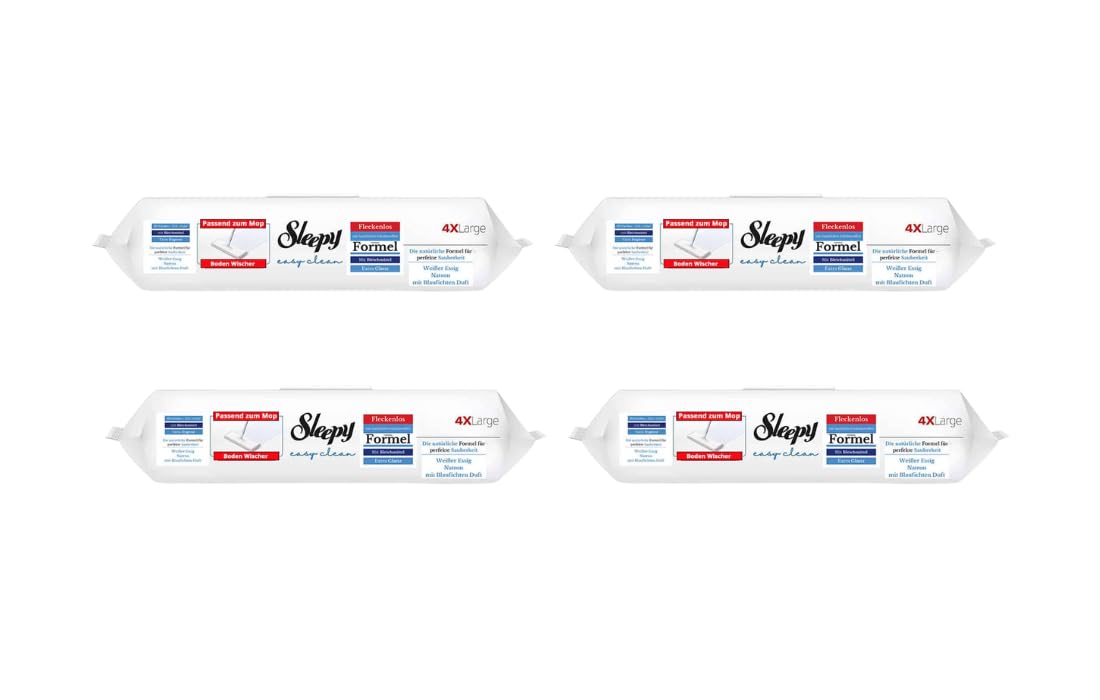 Bodenreinigungstücher Sleepy für Verschiedene Mopsysteme mit Bleichmittelzusatz – Blau (4x50) 200 Tücher 8 – Lagige Gewebestruktur
