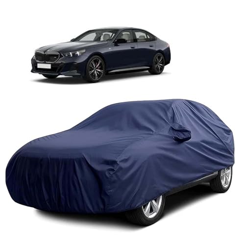 Image of Sulfar 100% Water Resistant Car Body Cover Compatible with Mirror for BMW i5(Electric) (Triple Stitched, Full Bottom Elastic, Navy Blue)