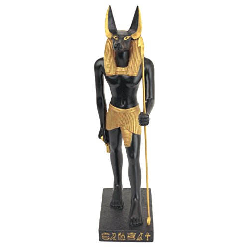Design Toscano Anubis Jakhals God van het Egyptische Rijk Beeldje Standbeeld, 8,5 cm, Polyresin, Zwart en Goud - Afbeelding 3