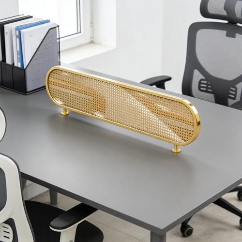 Cloison de séparation de bureau moderne en acier noir et rotin de 110 cm