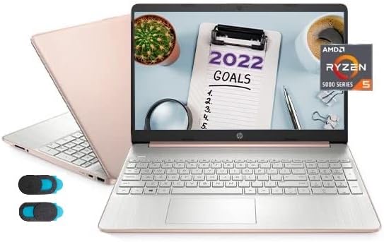 HP2022 15 Business Laptop, 15.6 Full HD 1080P Display, AMD Ryzen 5 5500U HexaCore Processor (Beats Intel i5 1137G7), 16GB DDR4, 1TB SSD, Webcam, USB C, Windows 11, Rose Gold, YSC Accessory (Upgraded)