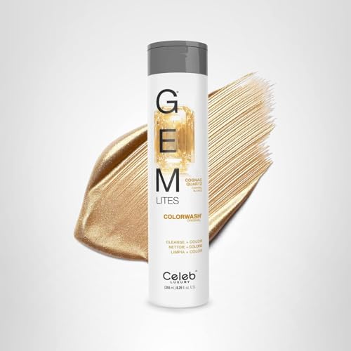 Celeb Luxury Gem Lites Colorwash, Professional Semi-Permanent Hair Color Depositing Shampoo, Cognac Quartz , 8.25 Fl Oz (Pack of 1)
