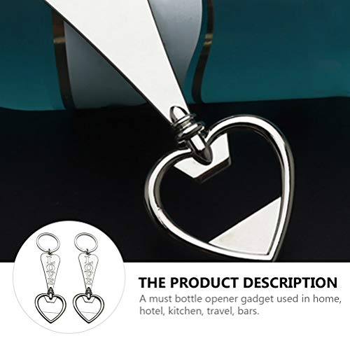 Abridor de tampa de garrafa de coração Amosfun 2 peças exclusivo com chaveiro, abridores de bebida