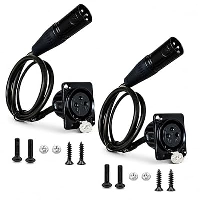 DIYTECH XLR Pass Through Cable, No Solder, for Stage Box, Patch Panel, Floor Box - No Solder for Pro Audio Installations (Female to Male Black 2-Pack)