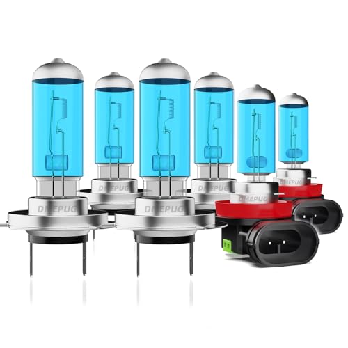 Image of Headlight Bulbs Compatible With Sonata 2011-2014 Lights, H7 High Beams + H7 Low Beam Halogen Headlights and H11 Fog Light, 6 PCS