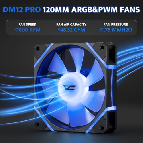 Image of darkFlash 3-Pack 120mm PC Case Fans with Controller Hub & Remote, PWM ARGB Sync, Addressable RGB Cooling Fans for Computer Case & High Airflow(DM12PRO) (Reversed, Black)