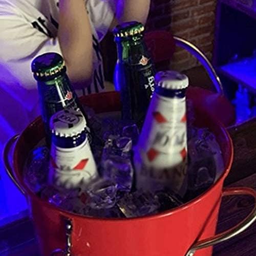 Ice Bucket,Ice Bucket with Lid and Ice Tongs,Creative Black Iron Ice Bucket Coffee Bar, Big Ice Bucket Coffee Shop Tea Shop Equipment