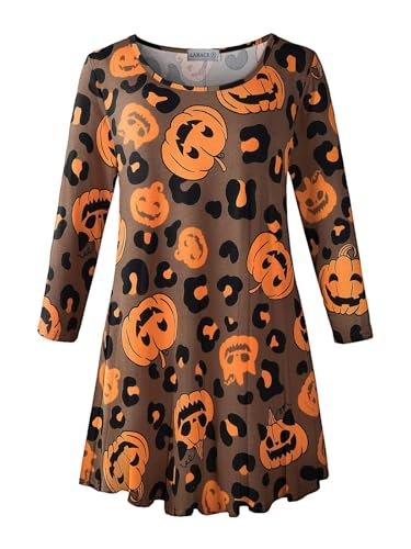 LARACE Women 3/4 Sleeve Plus Size Halloween Shirts Tops (Flower116, 3X)