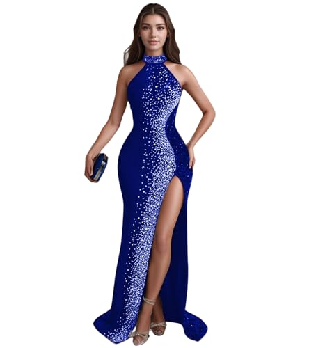 Image of Jigfar Women Sexy Elegant Rhinestone Mesh See Through Party Club Night Split Bodycon Formal Maxi Dress