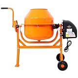 3 CU FT Electric Cement Mixer, 1/3 HP Portable Electric Concrete Mixer Machine with Wheel and Stand, 120V Power Cement Mixer Machine for Stucco Mortar Seeds Fodder