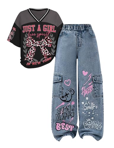 Kxuryueo Girls Back to School Outfit 2 Piece Set Tween Teen Clothes Size 12 13