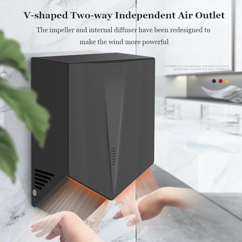 Secador de manos rápido de 6 a 10 segundos automático y potente de 1500W con dos salidas de aire 3