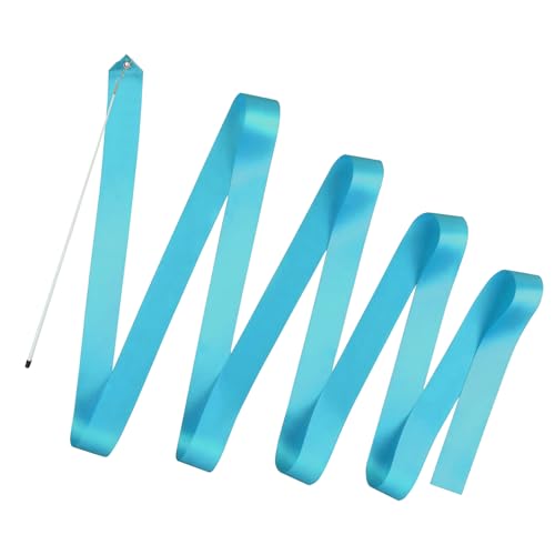 Image of GISCO Rhythmic Gymnastic Ribbon with Stick (Pack of 1) | 5 Meter Rhythmic Gymnastics Dance Ribbon Wand | Twirling Streamer Ribbon Stick for Ballet, Cheerleading & Performances (Sky Blue)