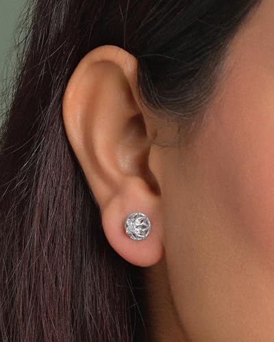 Image of CLARA 925 Sterling Silver Stud Earrings | Platinum Plated | Daily Wear |Gift for Women and Girls