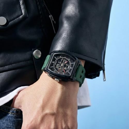 Image of V2A Impact 50mm Analog Digital Watch for Men | Tonneau Sports Case Design | Alarm Stopwatch Countdown Dual Time | TPU Strap | 50M Water Resistant | Gift for Men