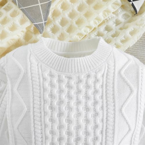 Little Child Autumn Solid Color Long Sleeve Braid Crew Neck Sweater Knit Sweater Tops Kids4