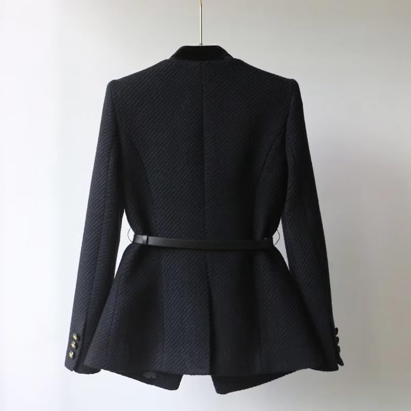 Chaqueta de traje de mujer de un solo botonadura para primavera, otoño, manga larga, informal, color negro, talla S