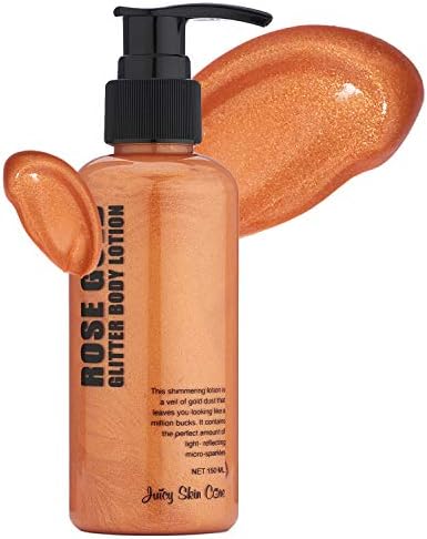 Juicy Skin Care Glitter Body lotion - Rose Gold Glitter Body lotion & Smoothing Lotion 1 Fl Oz (Pack of 1)