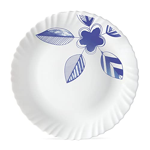 Image of Larah by BOROSIL Morning Glory 6 Pcs Opalware Plate Set (Dia - 10 inch), White