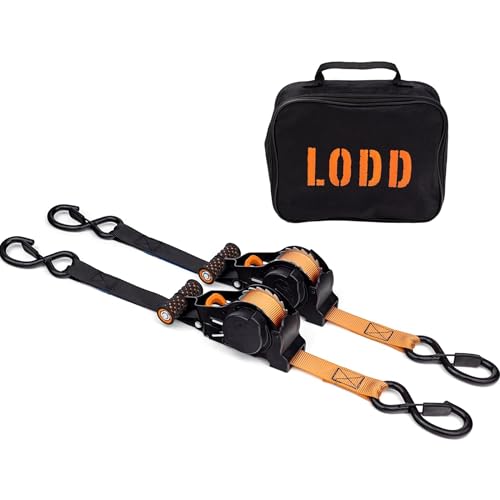 Sangles à Cliquet Automatique 3,2 m x 25 mm avec Valise de Transport – Résistance 700 kg, Certifiées EN12195-2, Arrimage de Moto, Remorque ou Quad. Lot de 2