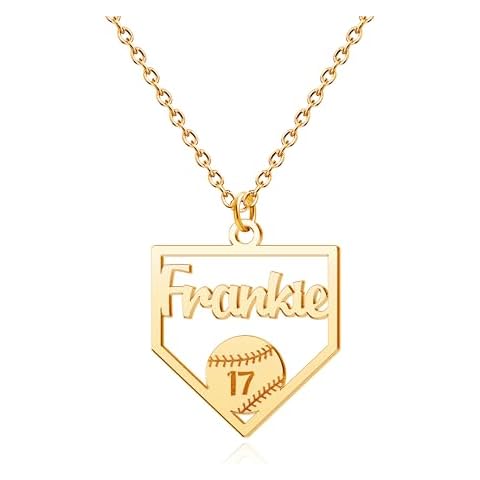 Pugster Custom Baseball Number Necklace Personalized Baseball Home Plate Customized Softball Gifts for Baseball Mom Cover