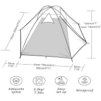 Forceatt Zelt 3 Personen Camping Wasserdicht 3-4 Saison,Ultraleicht Zelte Mit Kleinem Packmaß, Kuppelzelt Sofortiges Aufstellen Für Trekking, Outdoor, Festival – Ansicht 2