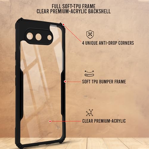 Image of Jkobi Hybrid Back Cover Case for Google Pixel 10a (Shockproof with Polycarbonate Clear Panel | Professional Black)
