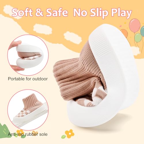 VIFUUR Baby Shoes Girls Boys Toddler Sneakers Non-Slip First Walkers Shoes for Babies Hight Top Pink Board Size 6-12 Months Infant