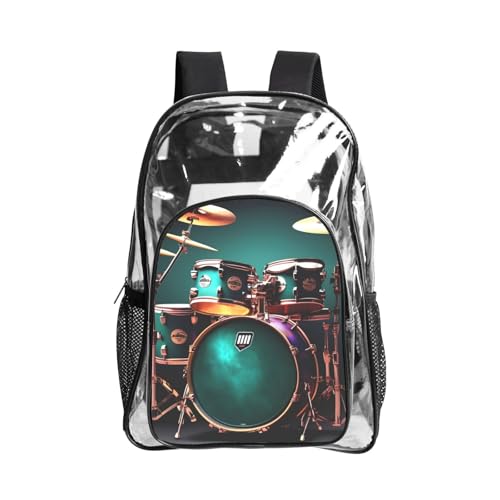 JBJGKHLP Cool Drum Set - Mochila transparente unisex para festivales, escuela, senderismo, trabajo al aire libre, viajes