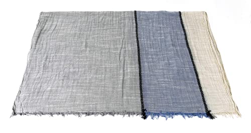 Gerinly Color Block Summer Scarf For Men Long Neck Wraps Shawl Urbanstyle Scarf Gift For Men Cotton Linen Scarf Gauze Scarves (Gray Blue Khaki) #TOP4