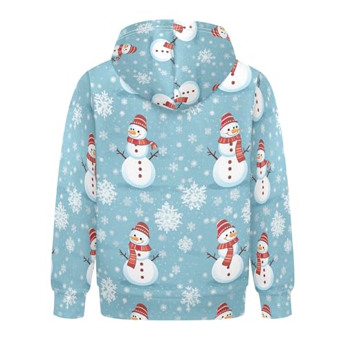 Kids Hoodies Sweaters Christmas Xmas Snowman Hooded Sweatshirts with Big Pockets for Boys Girls B04000752