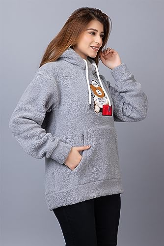 Image of Wear lusso Women Wool Blend Hooded Neck Sweatshirt with Hoodies | Full Sleeves Women's Winter Wear | Warm & Stylish Hoodie