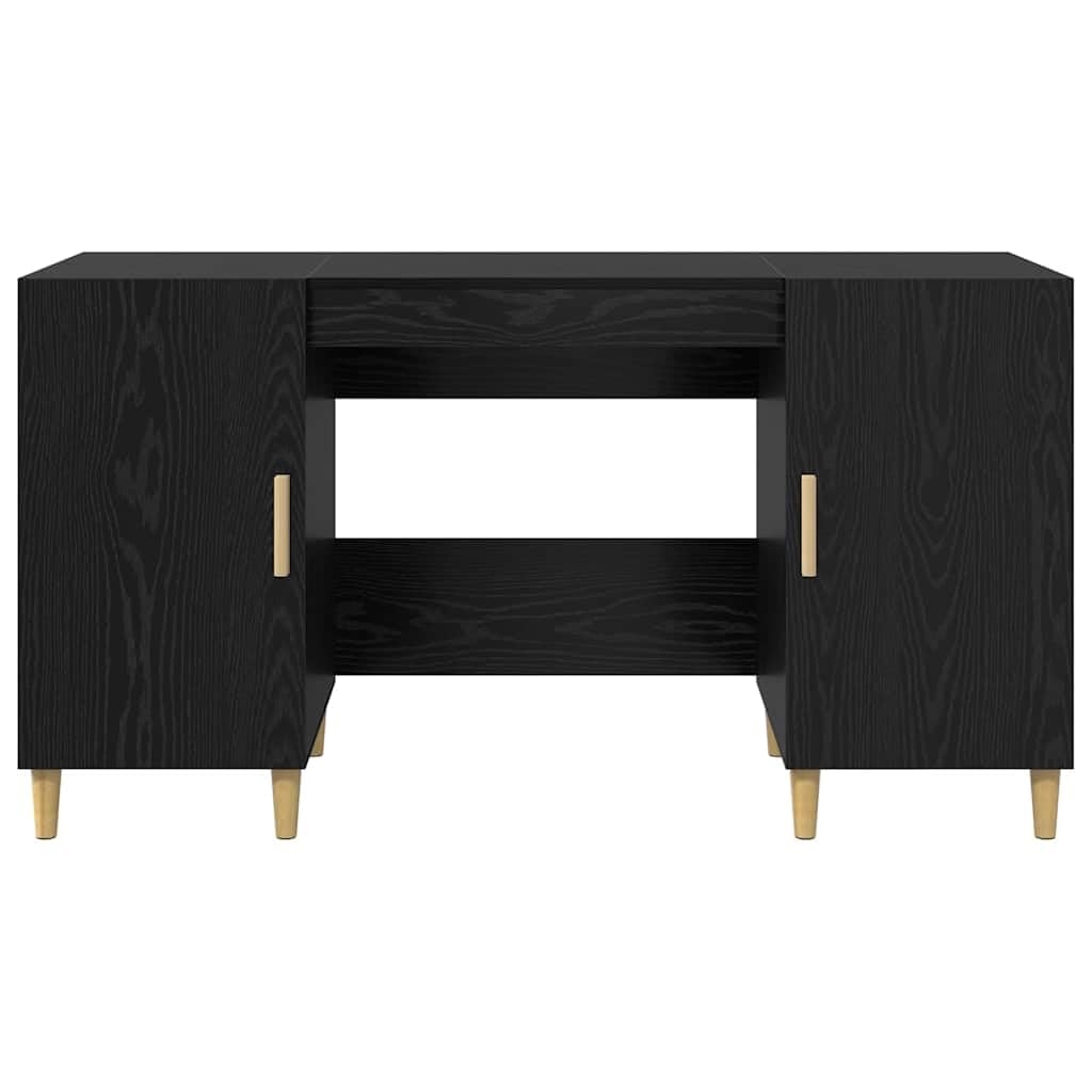 Schreibtisch mit Regal Schwarz Eichen-Optik 140 x 50 x 75 cm Holzwerkstoff mit Stauraum und Ablage für Homeoffice Arbeitszimmer PC Laptop Gaming ergonomisch platzsparend