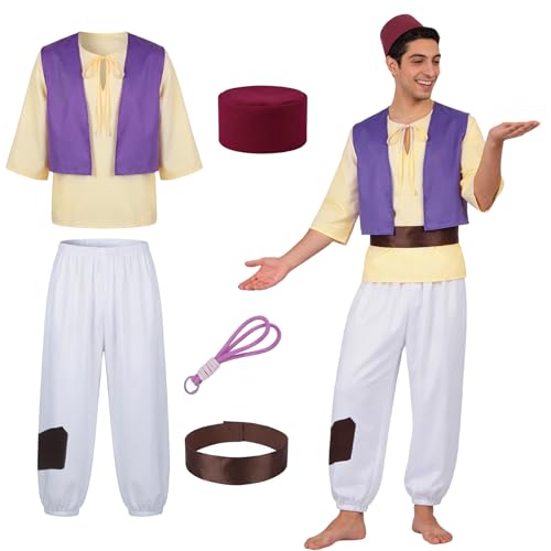 Tutukyle Disfraz Aladino Adulto, Disfraz de Aladino para Hombre,