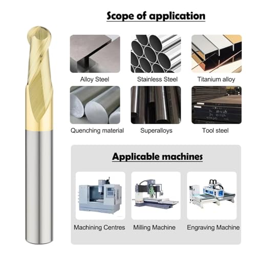 Image of Carbide Ball Nose EndMill HRC70 Double Edge 2 Flute TICN Coating Tungsten Steel Milling Cutter for Metal Steel HRC70 R0.5-R6.0 Series 11pcs Set