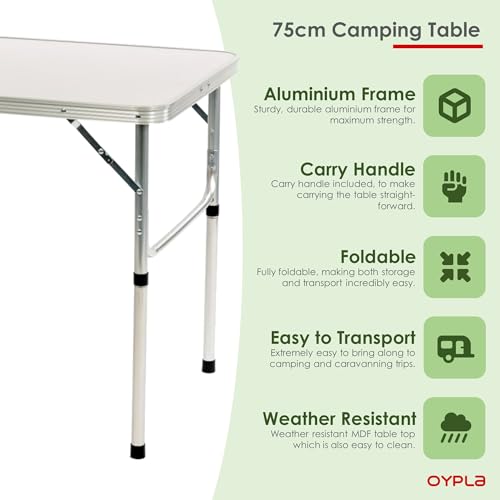 Oypla 75cm Portable Folding Outdoor Camping Kitchen Work Top Table - Image 4